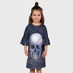 Платье клеш для девочки Большой череп, цвет: 3D-принт — фото 2