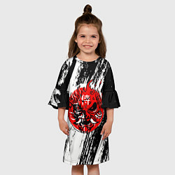 Платье клеш для девочки Киберпанк 2077 белый арт, цвет: 3D-принт — фото 2