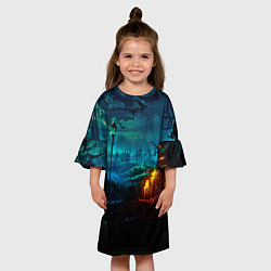 Платье клеш для девочки Мрачное место, цвет: 3D-принт — фото 2