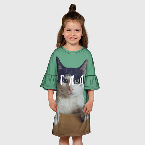Детское платье Мем с котом - голод / 3D-принт – фото 3