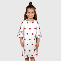Платье клеш для девочки Белая поляна с красными сердечками, цвет: 3D-принт — фото 2