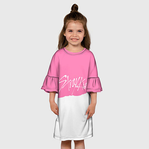 Детское платье Stray Kids pink and white / 3D-принт – фото 3