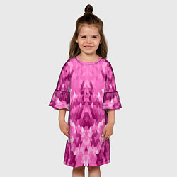 Платье клеш для девочки Яркий малиново-розовый геометрический узор, цвет: 3D-принт — фото 2