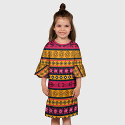 Платье клеш для девочки Африканские узоры ромбики и ящерицы, цвет: 3D-принт — фото 2