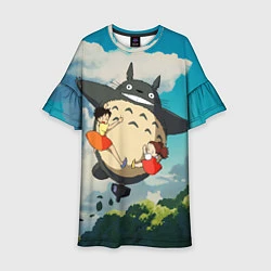Платье клеш для девочки Flight Totoro, цвет: 3D-принт