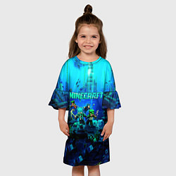 Платье клеш для девочки Minecraft water, цвет: 3D-принт — фото 2