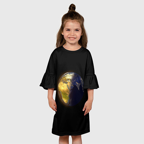 Детское платье Планета Земля, день и ночь / 3D-принт – фото 3