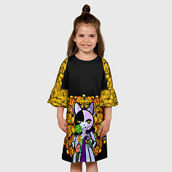 Платье клеш для девочки Мистическая хэллоинская кошка виртуального мира, цвет: 3D-принт — фото 2