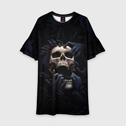 Платье клеш для девочки Hands on skull, цвет: 3D-принт