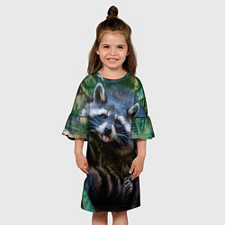 Платье клеш для девочки Енот с языком, цвет: 3D-принт — фото 2