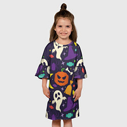 Платье клеш для девочки HALLOWEEN атрибутика, цвет: 3D-принт — фото 2
