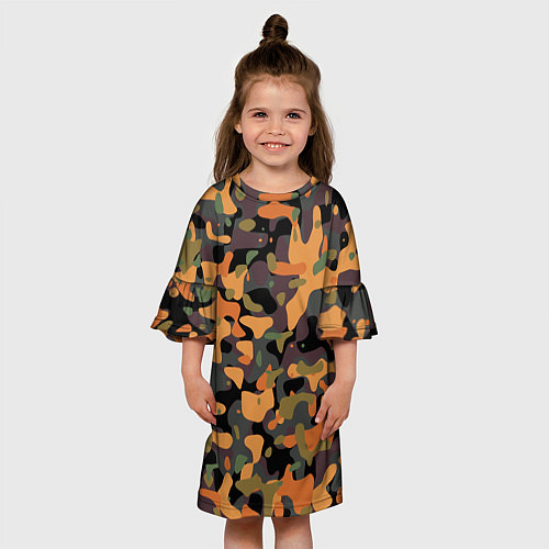Детское платье Камуфляж осенний лес / 3D-принт – фото 3