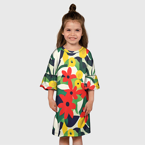 Детское платье Цветочный яркий паттерн / 3D-принт – фото 3