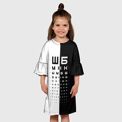 Платье клеш для девочки ШБ черно-белый вариант, цвет: 3D-принт — фото 2