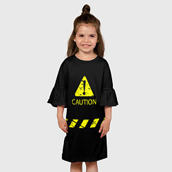 Платье клеш для девочки CAUTION - Осторожно опасность, цвет: 3D-принт — фото 2