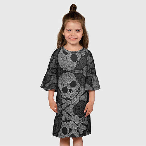 Детское платье Абстрактные черепа пейсли / 3D-принт – фото 3
