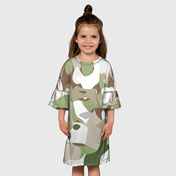 Платье клеш для девочки Камуфляж зимний лес крупный, цвет: 3D-принт — фото 2