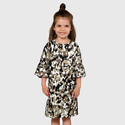 Платье клеш для девочки Камуфляж зимний лес - мелкий, цвет: 3D-принт — фото 2