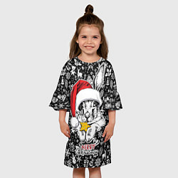 Платье клеш для девочки Merry Christmas! Rabbit with cookies, цвет: 3D-принт — фото 2
