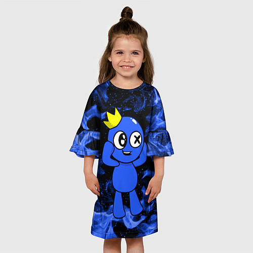Детское платье Роблокс: Синий огонь / 3D-принт – фото 3