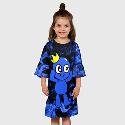 Платье клеш для девочки Роблокс: Синий огонь, цвет: 3D-принт — фото 2