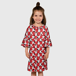Платье клеш для девочки Кролики в красных шапках, цвет: 3D-принт — фото 2