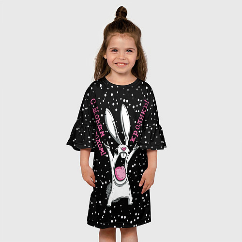 Детское платье С новым годом, кролики, год кролика 2023 / 3D-принт – фото 3
