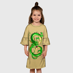 Платье клеш для девочки Зелёный дракон в форме цифры 8, цвет: 3D-принт — фото 2