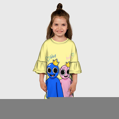 Детское платье Радужные друзья: Синий и Розовая / 3D-принт – фото 3