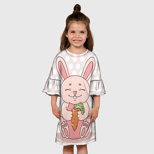 Детское платье Милый зайчик с морковкой / 3D-принт – фото 3