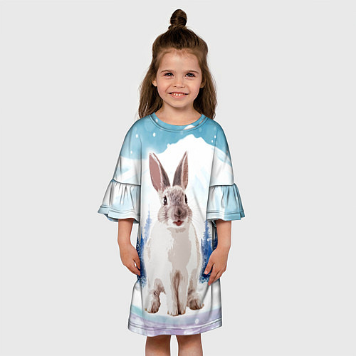 Детское платье Кролик в зимнем лесу / 3D-принт – фото 3