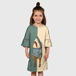 Платье клеш для девочки Акула-моряк, цвет: 3D-принт — фото 2