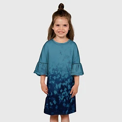 Платье клеш для девочки Абстракция синий, цвет: 3D-принт — фото 2