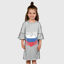 Платье клеш для девочки Россия сердце, цвет: 3D-принт — фото 2