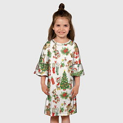 Платье клеш для девочки Christmas Рождество, цвет: 3D-принт — фото 2