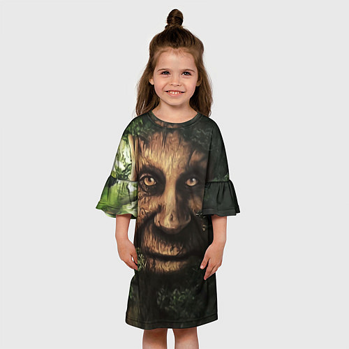 Детское платье Дерево с лицом мем Мудрое дерево / 3D-принт – фото 3