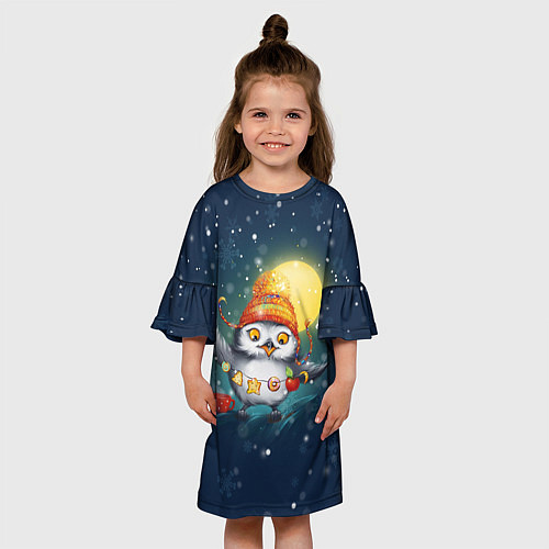 Детское платье Новогодняя ночная совушка / 3D-принт – фото 3