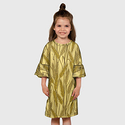 Платье клеш для девочки Винтажные колоски пшеницы, цвет: 3D-принт — фото 2