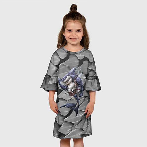 Детское платье Акула - опытный аквалангист / 3D-принт – фото 3