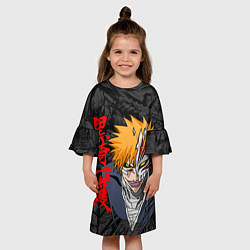 Платье клеш для девочки Блич - Ичиго Иероглифы, цвет: 3D-принт — фото 2