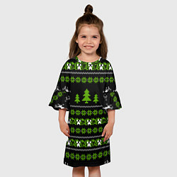 Платье клеш для девочки Новогодний свитер - Крипер, цвет: 3D-принт — фото 2