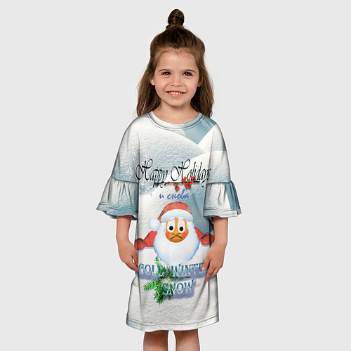 Детское платье Новогодний грустный Санта смайл / 3D-принт – фото 3