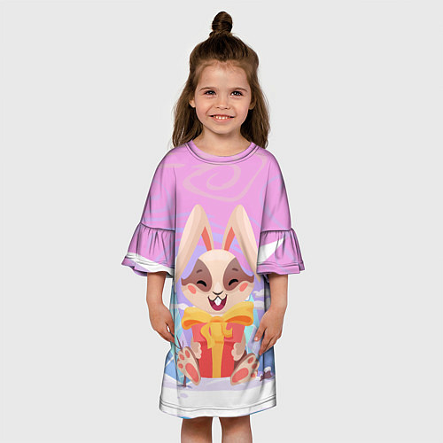 Детское платье Радостный зайка с подарком / 3D-принт – фото 3