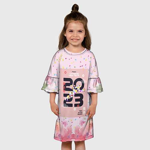 Детское платье 2023 - цветочный фон / 3D-принт – фото 3