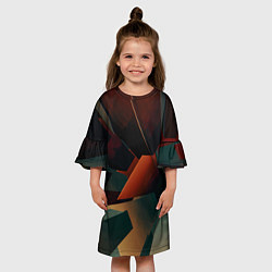 Платье клеш для девочки Геометрические абстрактные линии и столбы, цвет: 3D-принт — фото 2