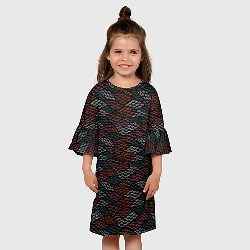 Детское платье Абстрактный узор с эффектом вышивки / 3D-принт – фото 3