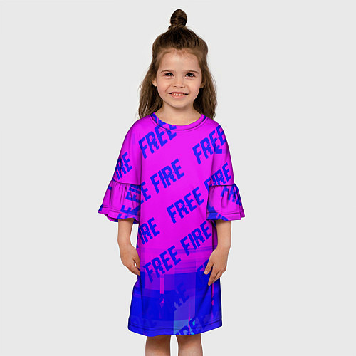 Детское платье Free Fire glitch text effect: паттерн / 3D-принт – фото 3