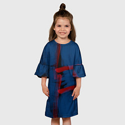 Платье клеш для девочки Абстрактный сине-красный, цвет: 3D-принт — фото 2