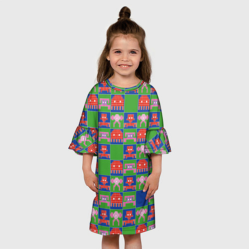 Детское платье Пиксельный рисунок поп арт / 3D-принт – фото 3
