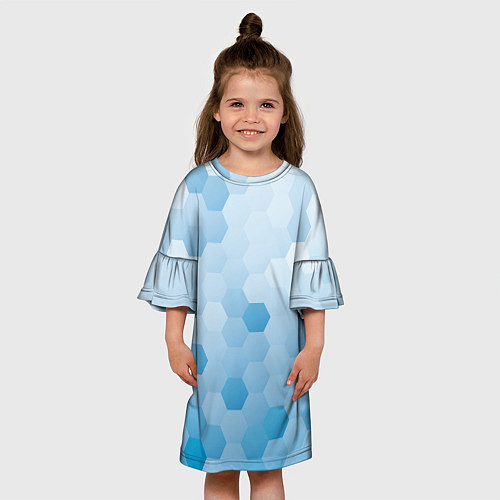 Детское платье Светло-синяя текстура-паттерн / 3D-принт – фото 3